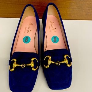 Blue wedge heeled Ferca 81 made in Italy shoes